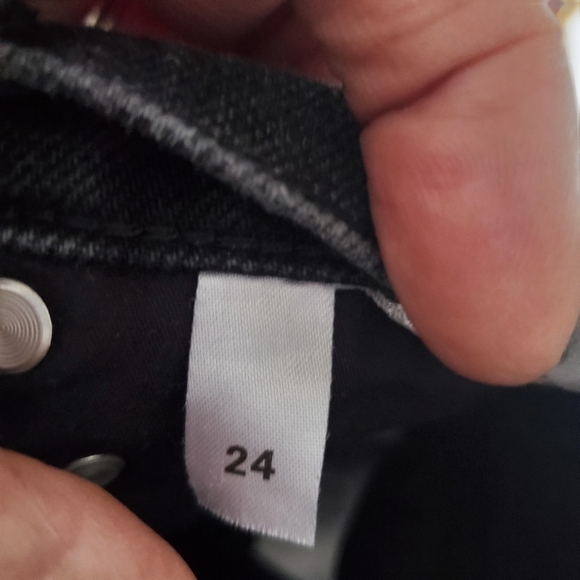 Reformation High Rise Slim Straight Leg Faded Black Organic Cotton Jeans 24 - Picture 9 of 13